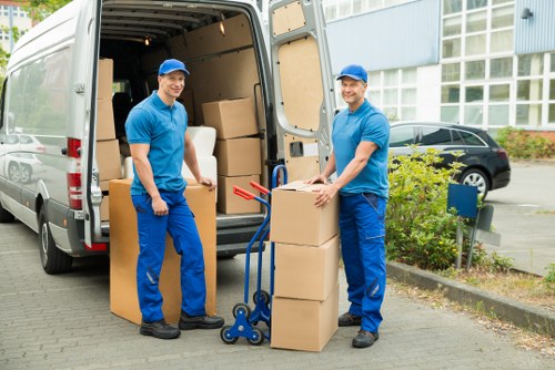 Organized move preparation with labeled boxes