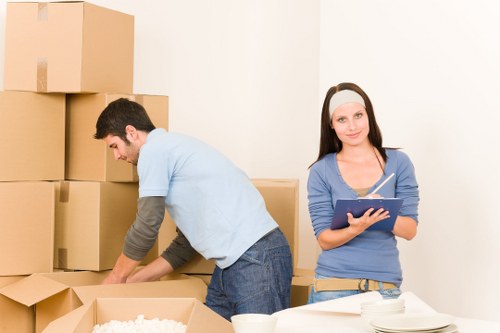 Professional movers loading a moving truck