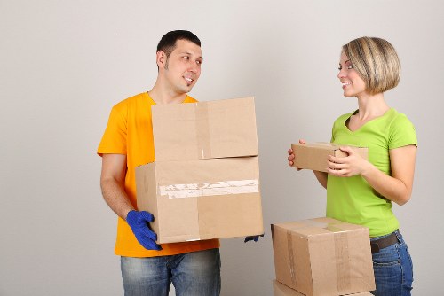 Truck and movers handling furniture during a move